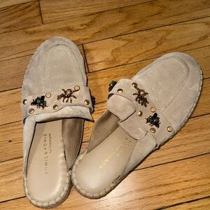 Women's Beige Loafers with Embellishments
